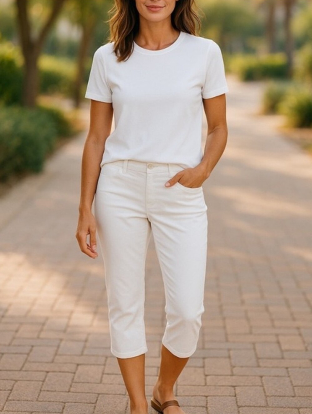 NWT Gloria Vanderbilt White Amanda Capri Pants Size 14 - Picture 4 of 9